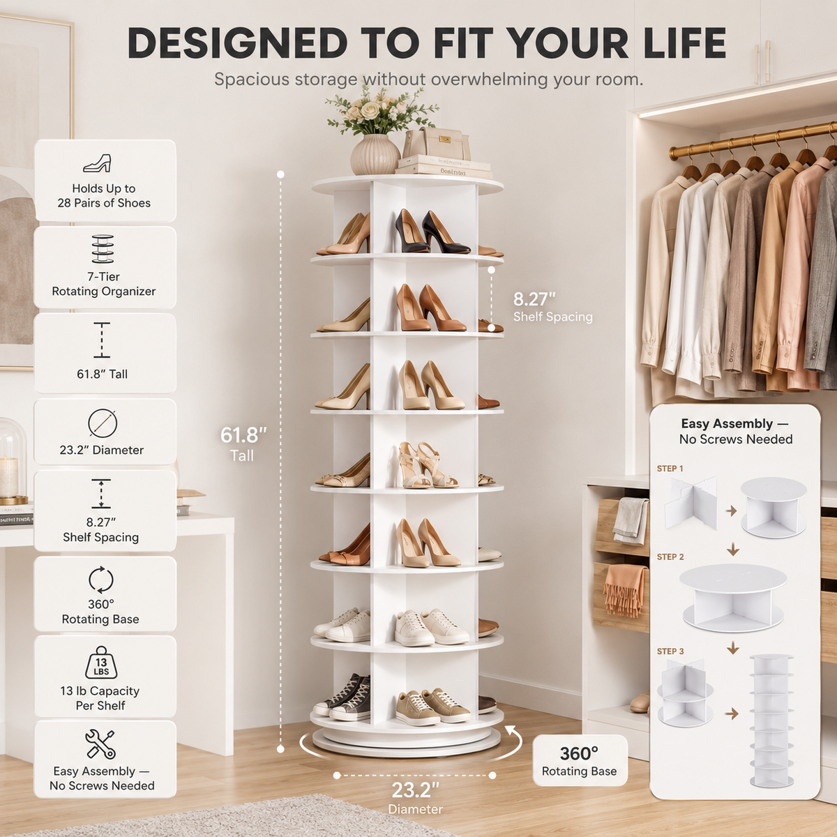 Bullowa SpinTower™ Space-Saving Organizer