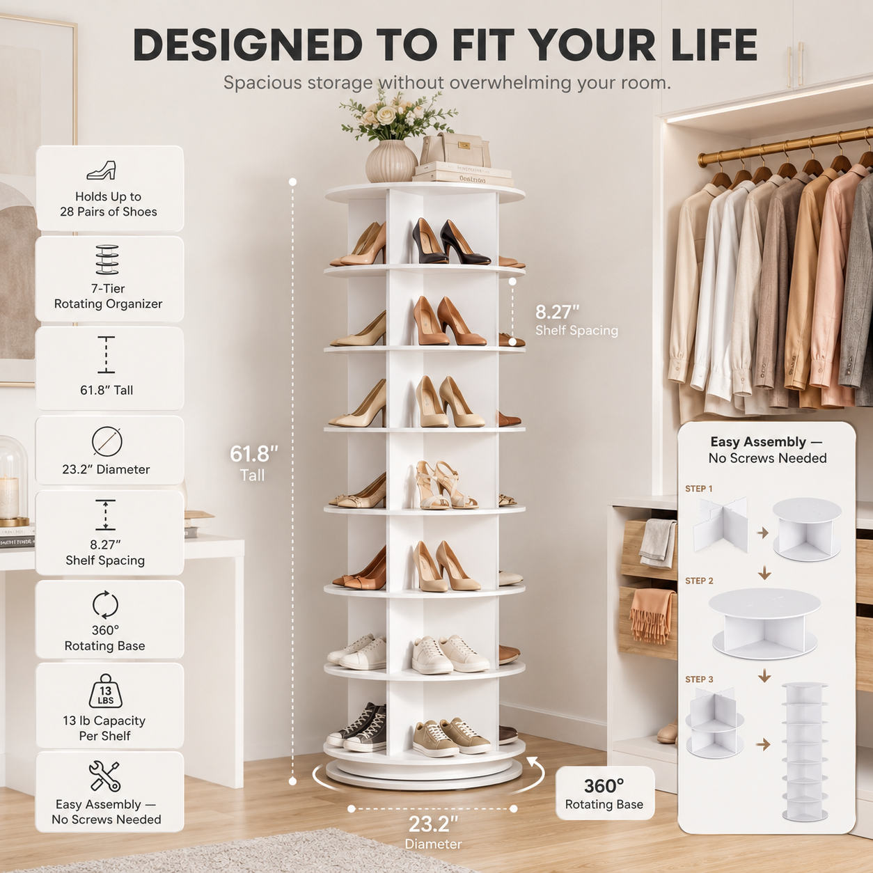 Bullowa SpinTower™ Space-Saving Organizer